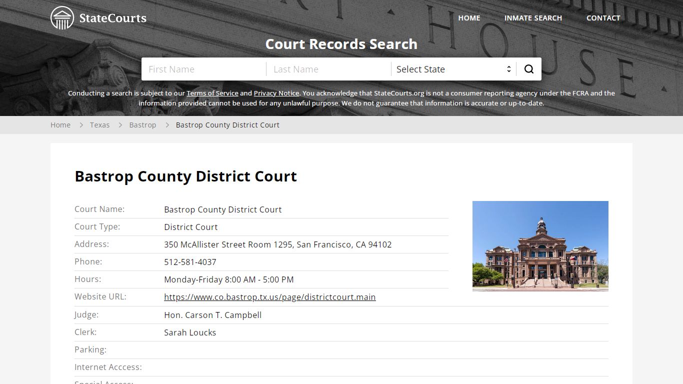 Bastrop County District Court, Bastrop County, TX - StateCourts